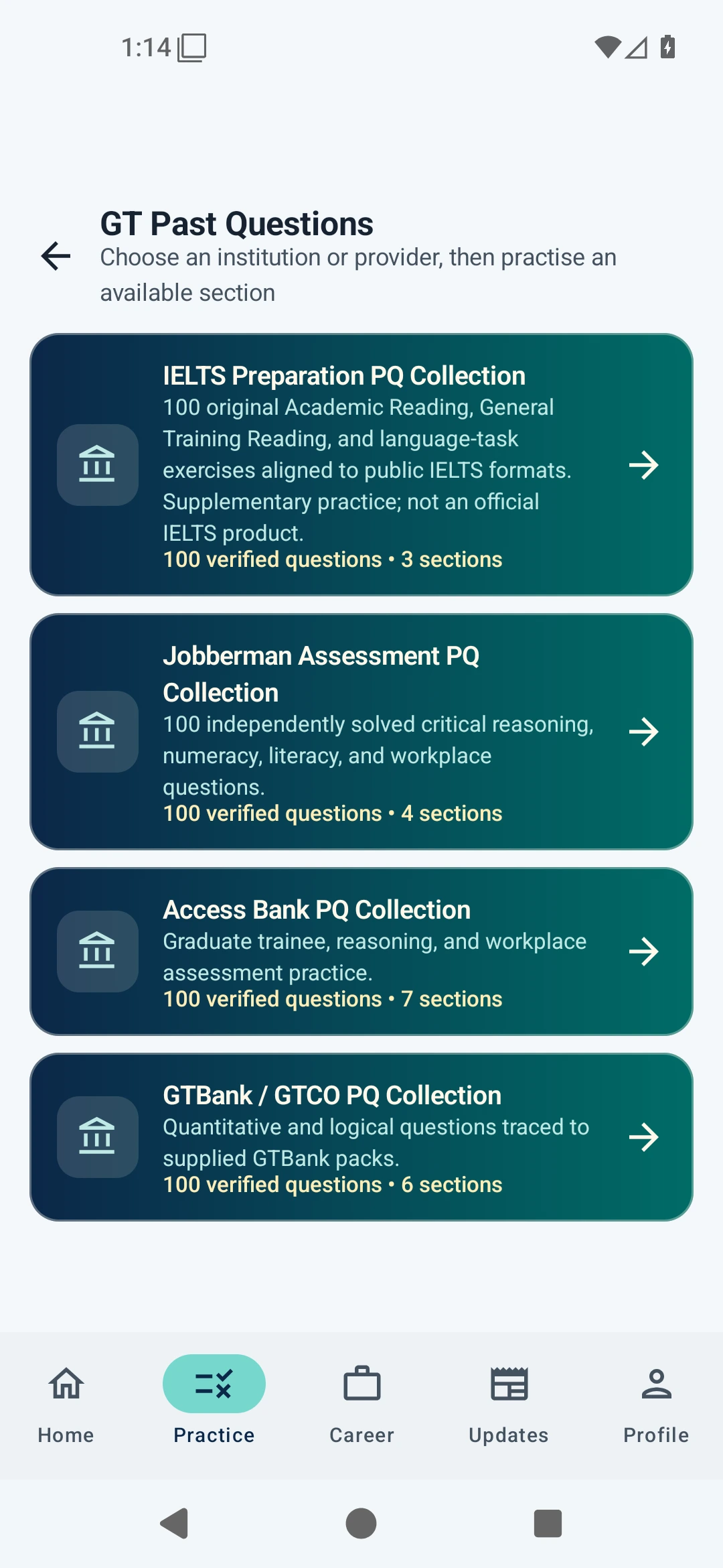 IELTS and organisation-style practice collections